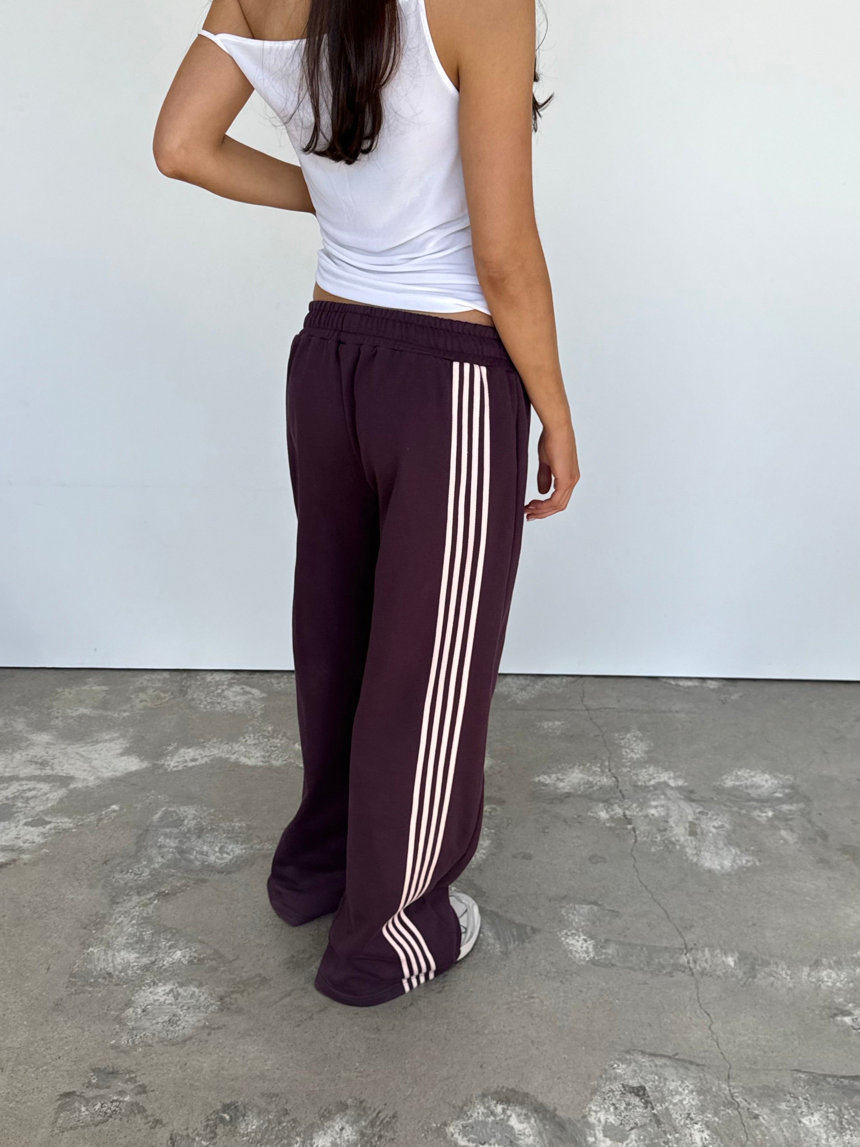 Asymmetric Stripe Track Pant -  Plum