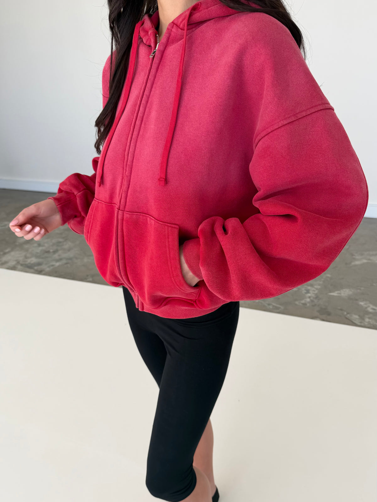 Vintage Wash Hoodie - Red