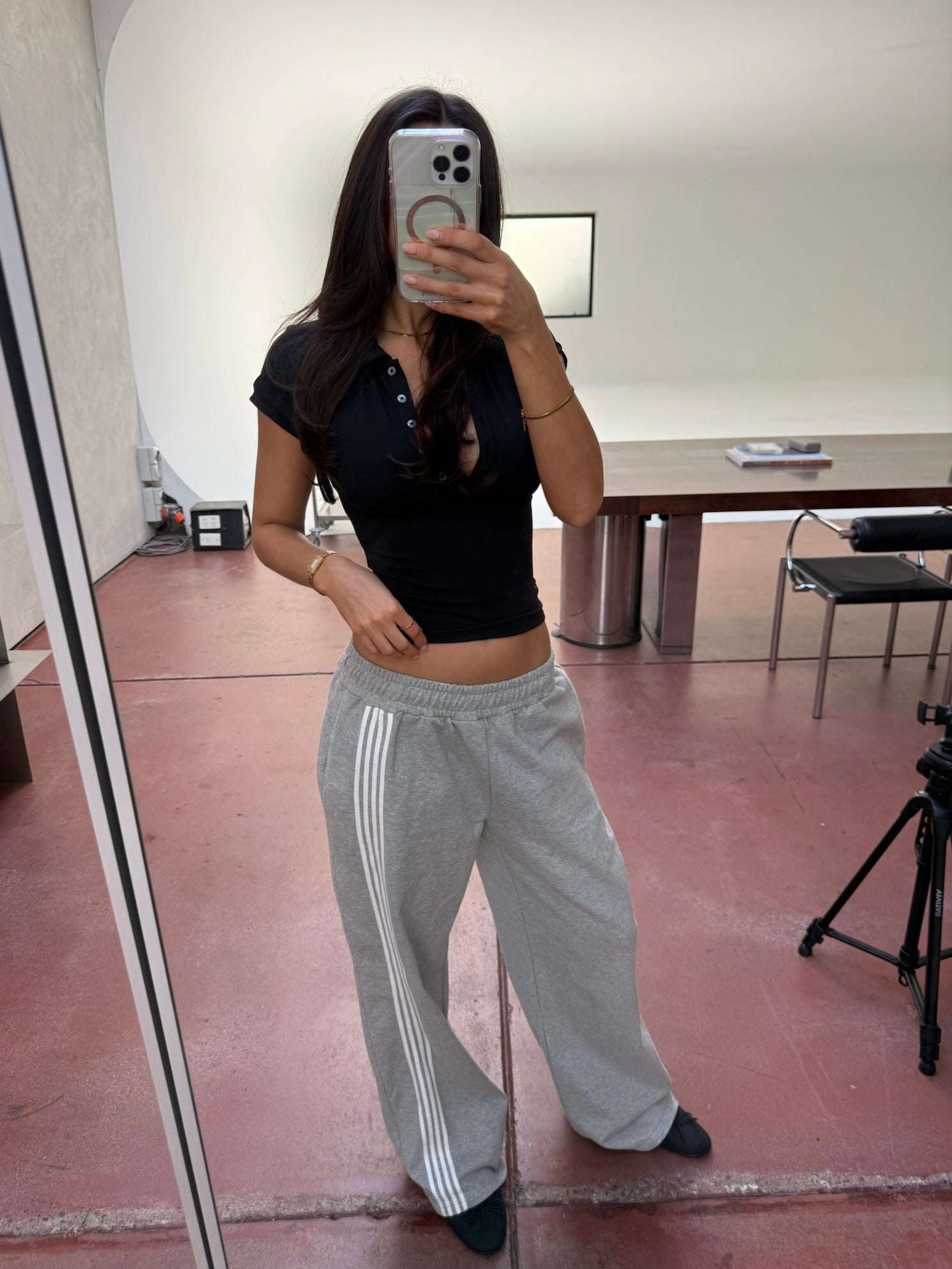 Asymmetric Stripe Track Pant - Grey