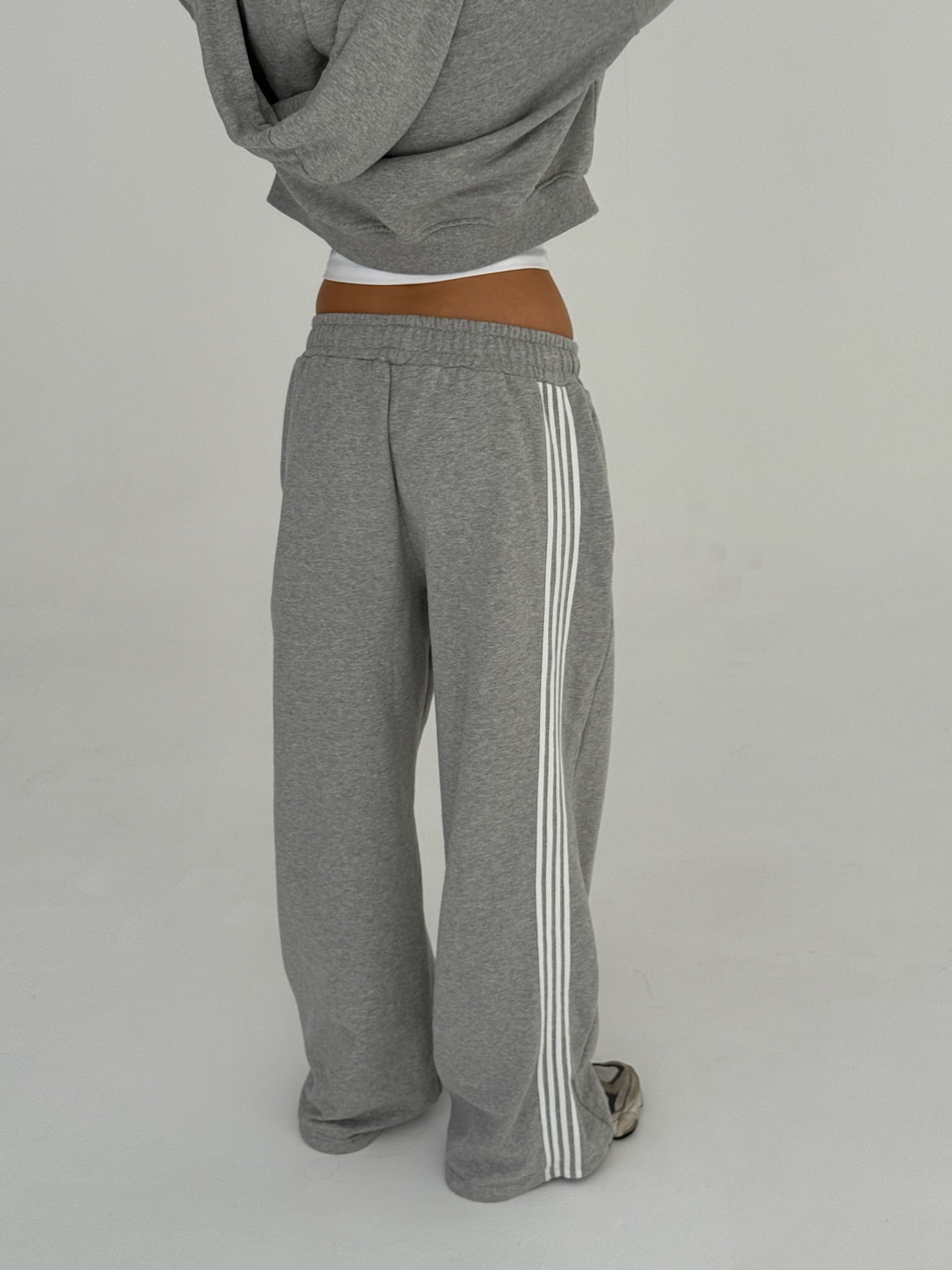 Asymmetric Stripe Track Pant - Grey