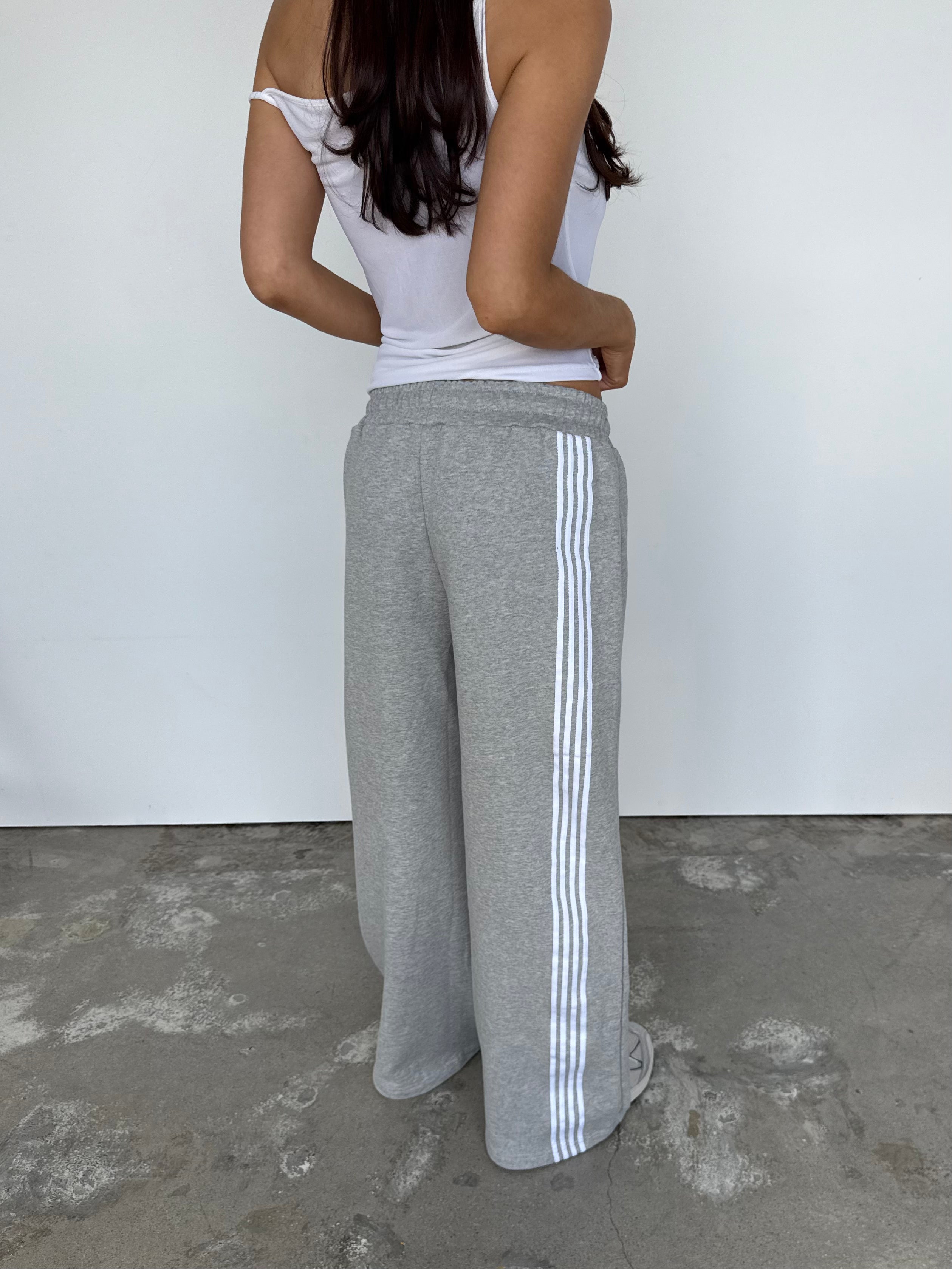 Asymmetric Stripe Track Pant - Grey